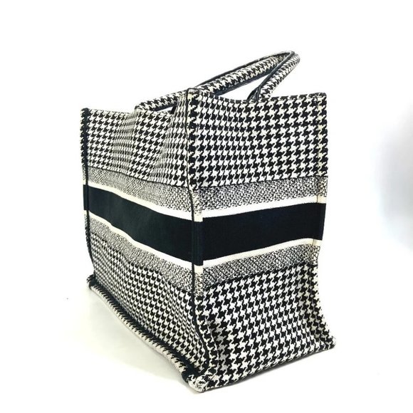 Auth Dior M1296ZTQT_M911 Houndstooth Book Tote Medium Logo Shoulder Bag Tote Bag - Picture 12 of 14